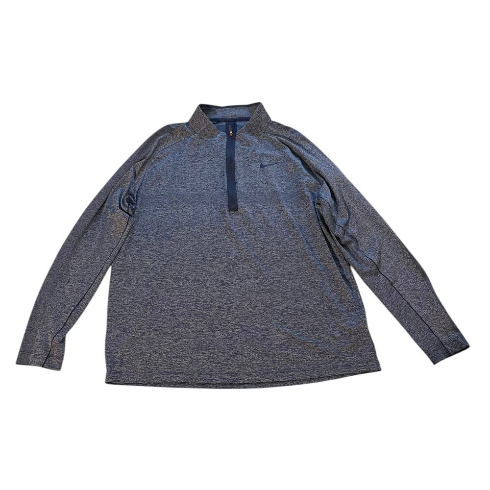 Nike Dri-Fit Mens Dark Blue Long Sleeve Space Dye Print 1/4 Zip Shirt Size XL
